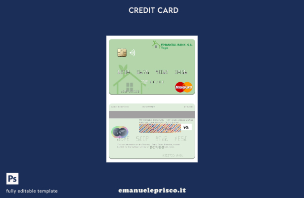 modello mastercard Togo Financial Bank in stile verificato